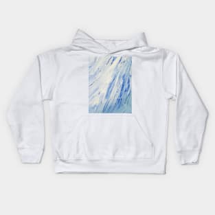 Blue and white sweeping clouds, wave Kids Hoodie